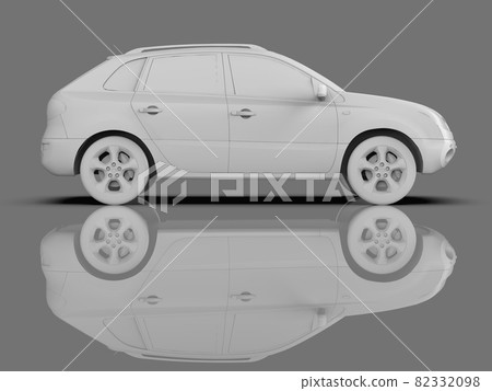 Compact city crossover white color on a gray glossy background with reflections. 3d rendering. Compact city crossover white color on a gray glossy background with reflections. 3d rendering. 82332098