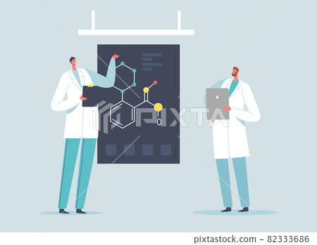 Scientists with Tablets Explain Chemical Formula on Screen in Laboratory, Scientific Methods, Hypothesis and Conclusion Scientists with Tablets Explain Chemical Formula on Screen in Laboratory, Scientific Methods, Hypothesis and Conclusion 82333686