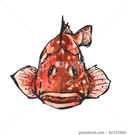 蝎子魚的手繪毛筆繪畫風格插畫 蝎子魚的手繪毛筆繪畫風格插畫 82333900