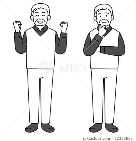 高級男士全身單色插圖套裝(膽量姿勢/思考) 高級男士全身單色插圖套裝(膽量姿勢/思考) 82335692