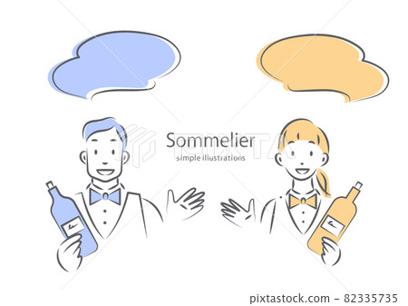 侍酒師解釋酒 簡單時尚的線條畫插圖 82335735