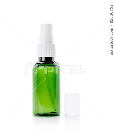 Green glass spray bottle for cosmetic or health care product design mock-up 82336753