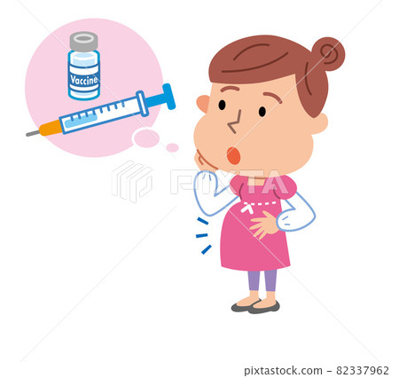 考慮接種疫苗的孕婦的插圖 82337962