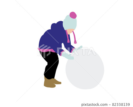 Full-body silhouette illustration of a person (winter / playing in the snow) / Girl making a snowman Full-body silhouette illustration of a person (winter / playing in the snow) / Girl making a snowman 82338139