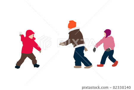 Full-body silhouette illustration of a person (winter / playing in the snow) / Children in a snowball fight Full-body silhouette illustration of a person (winter / playing in the snow) / Children in a snowball fight 82338140