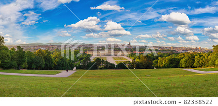 Vienna, Austria, panorama city skyline at Schonbrunn Palace and garden 82338522