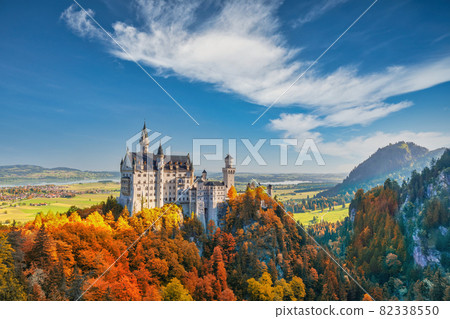 Fussen Germany, Neuschwanstein Castle with autumn foliage season 82338550