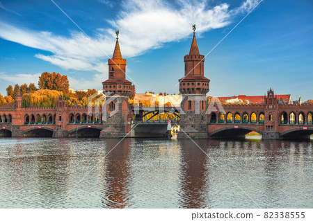 Berlin Germany, city skyline at Oberbaum Bridge and Berlin Metro Berlin Germany, city skyline at Oberbaum Bridge and Berlin Metro 82338555