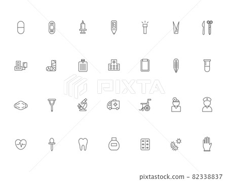 醫療線描圖標集 82338837