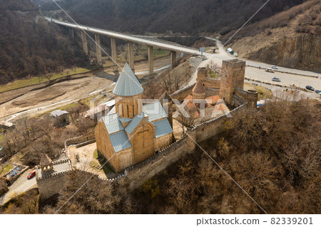 Drone view of the ancient Ananuri Castle 82339201