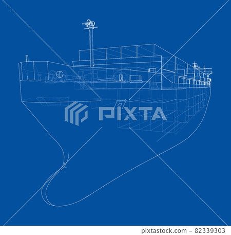 Cargo ship with containers. Vector Cargo ship with containers. Vector 82339303