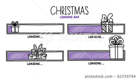 Christmas 2022 progress loading bar. Infographics design element with status of completion. Hand drawn vector illustration Christmas 2022 progress loading bar. Infographics design element with status of completion. Hand drawn vector illustration 82339784
