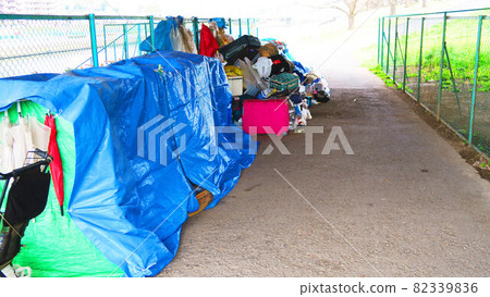 Scenery of the homeless people's homes 82339836