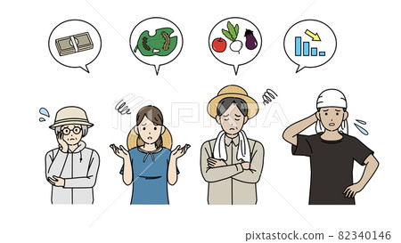 Agricultural farmers, troubled crops, poor management problems, men and women, illustration material Agricultural farmers, troubled crops, poor management problems, men and women, illustration material 82340146