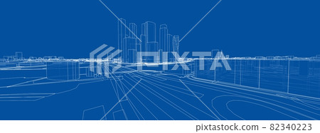 Vector 3d urban landscape. Buildings and roads Vector 3d urban landscape. Buildings and roads 82340223