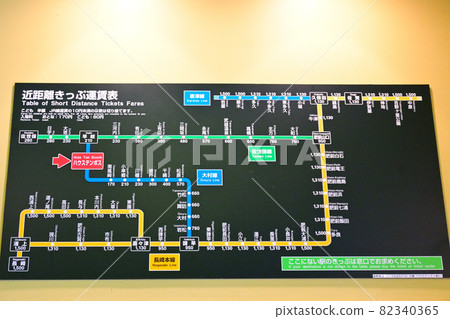 Nagasaki JR Kyushu Omura Line Huis Ten Bosch Station Short-distance ticket fare table 82340365