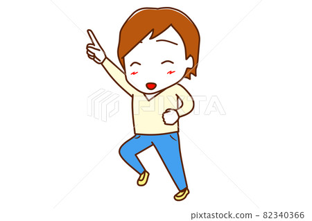 <Whole body / diagonal> A white man who departs with Let's Go and high tension 82340366