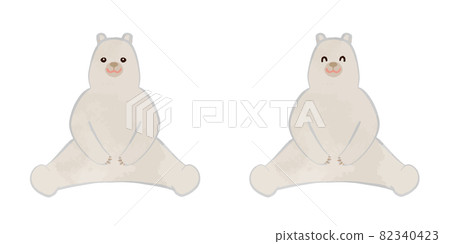 Cute polar bear sitting illustration set Cute polar bear sitting illustration set 82340423