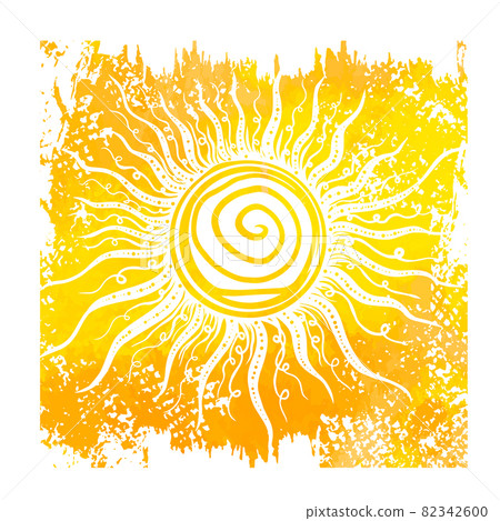 White sun on a yellow background. Hello summer. Vector illustration White sun on a yellow background. Hello summer. Vector illustration 82342600