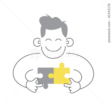 Puzzle Man connecting puzzle pieces Problem and solving concept 82343176