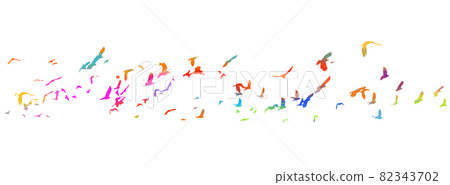 A flock of colorful birds. Vector illustration A flock of colorful birds. Vector illustration 82343702