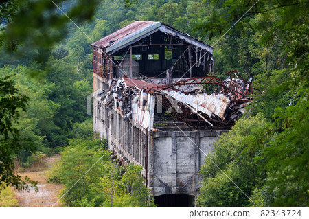 Former Sumitomo Ponbetsu Coal Mine whose ceiling collapsed due to the weight of snow in Mikasa City, Hokkaido [August] 82343724