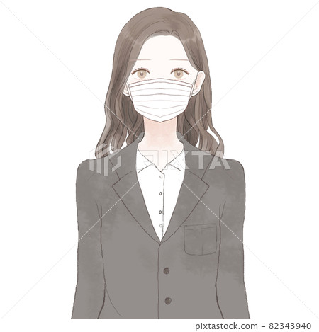 穿西裝、戴著無紡布口罩的女人 82343940