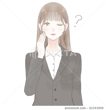 Woman in a suit having doubts Woman in a suit having doubts 82343949