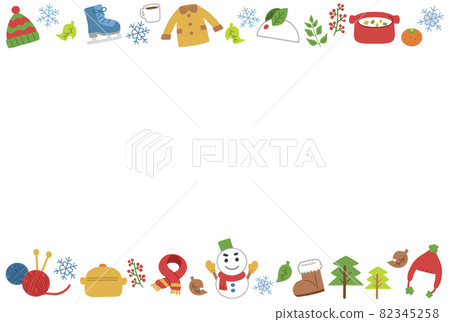 冬季手繪插畫素材03的相框 82345258