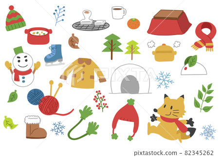 Winter hand-drawn illustration material set 03 82345262