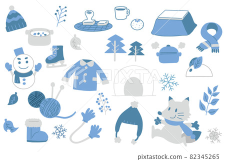 Winter hand-drawn illustration material set 01 82345265