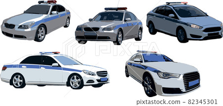 Set of color vector images of different types police cars Set of color vector images of different types police cars 82345301