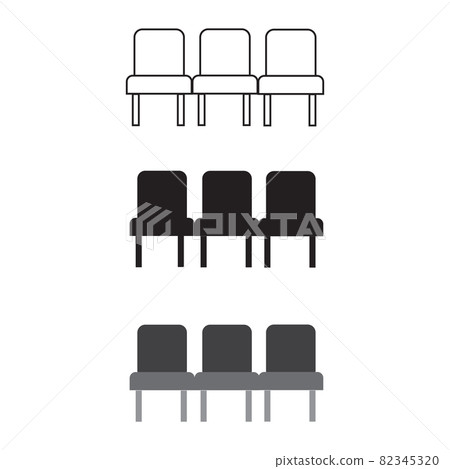 Row seats icon on white background. chair sign. airport seats symbol. flat style. Row seats icon on white background. chair sign. airport seats symbol. flat style. 82345320
