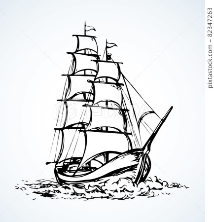Sailing vessel. Vector drawing - Stock Illustration [82347263] - PIXTA