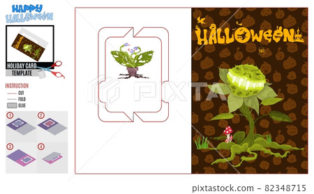 halloween card with predatory plants constructor new 82348715