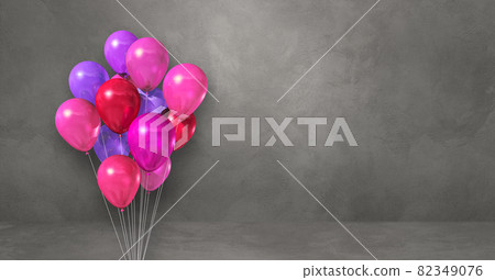 Pink balloons bunch on a grey wall background.... - Stock Illustration ...