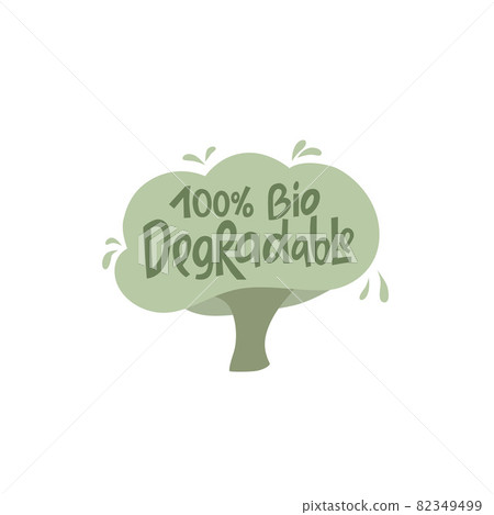 Biodegradable handwritten sign of eco friendly, natural and organic labels for print packaging compostable, sustainable products. Lettering stock illustration isolated on white background. EPS10 82349499