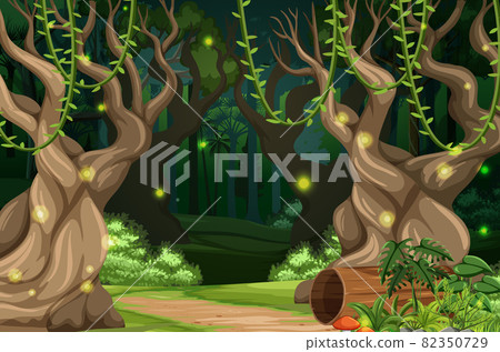 Enchanted forest landscape background - Stock Illustration [82350729 ...