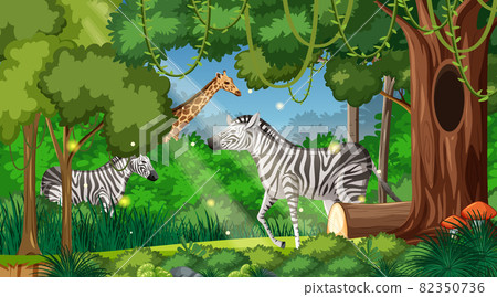 Wild animals in forest landscape background 82350736
