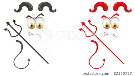 Evil face with devil element Evil face with devil element 82350737
