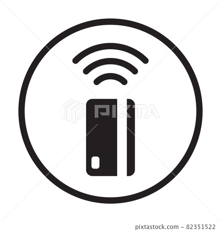 Contactless payment icon vector Near-field communication (NFC) card technology Tap to pay concept for graphic design, logo, web site, social media, mobile app, ui illustration 82351522
