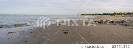 landscape of sandy beach rocks and mediterranean sea 82351532