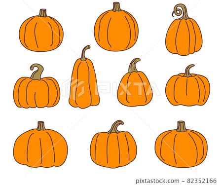 Pumpkins set collection for Halloween party. Line art clipart Pumpkins set collection for Halloween party. Line art clipart 82352166