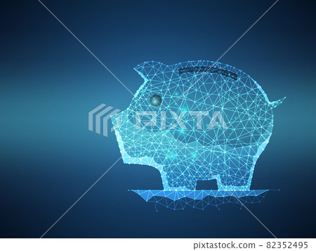 futuristic piggy bank low polygon wire mesh 82352495