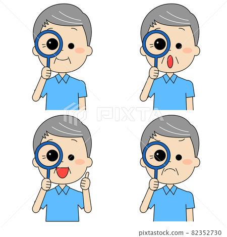 老人用放大鏡仔細觀察 82352730