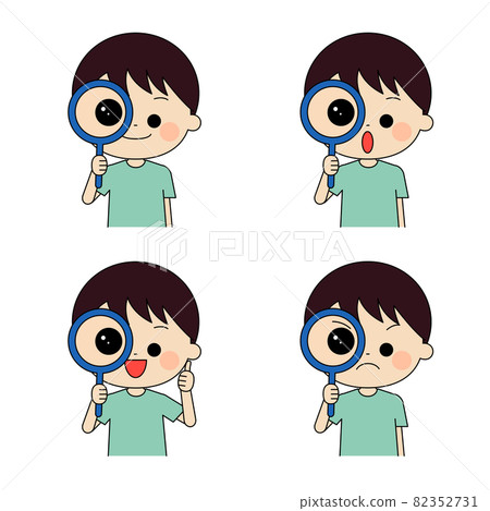 男孩用放大鏡看細節 男孩用放大鏡看細節 82352731