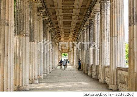 Doric Columns in the Colonnade Courtyard outside the Alte Nationalgalerie on Museum Island in Berlin 82353266