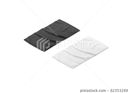 Blaank black and white crumpled small towel mockup, side view 82353289