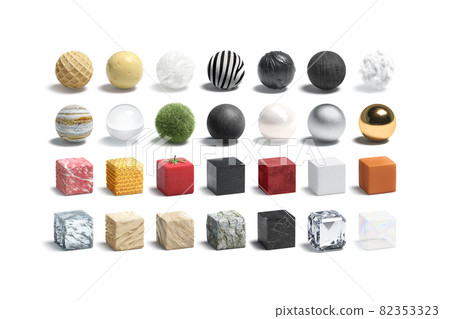 Blank ball and cube different texture surface mockup set Blank ball and cube different texture surface mockup set 82353323