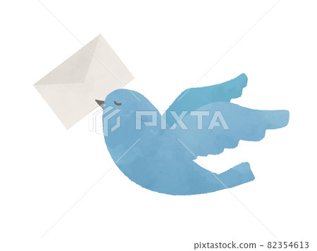 Illustration material: Flying blue bird and letter 82354613